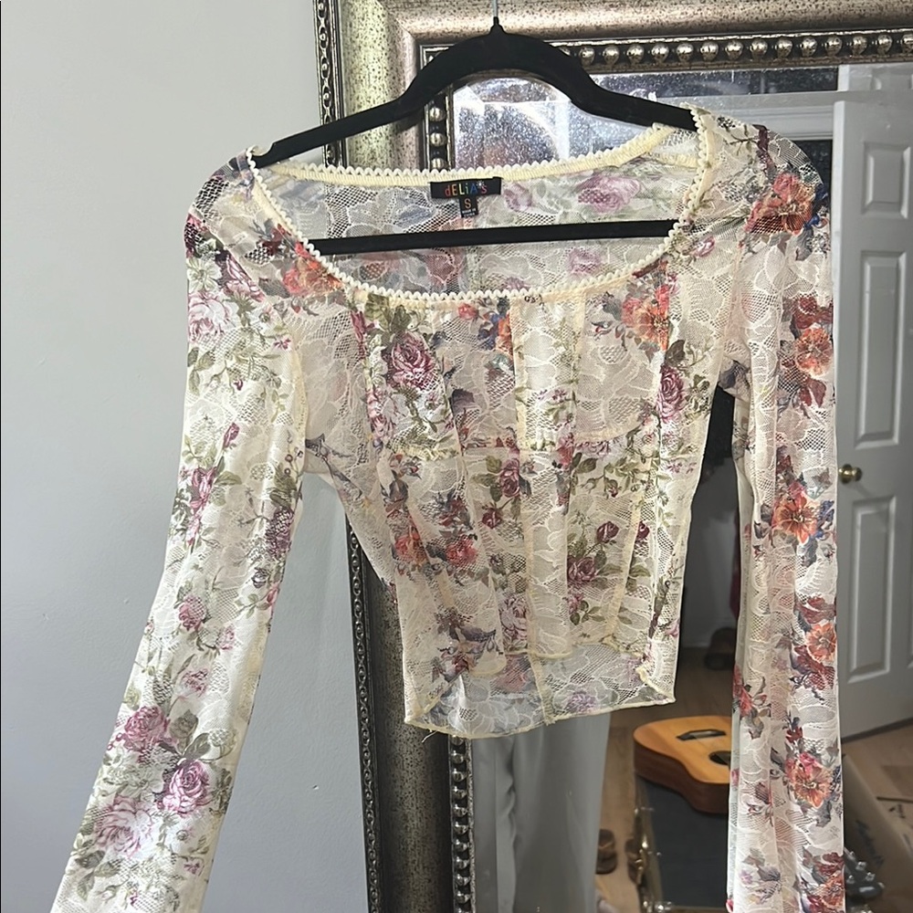 DollsKill Delia’s floral lace bell sleeve corset